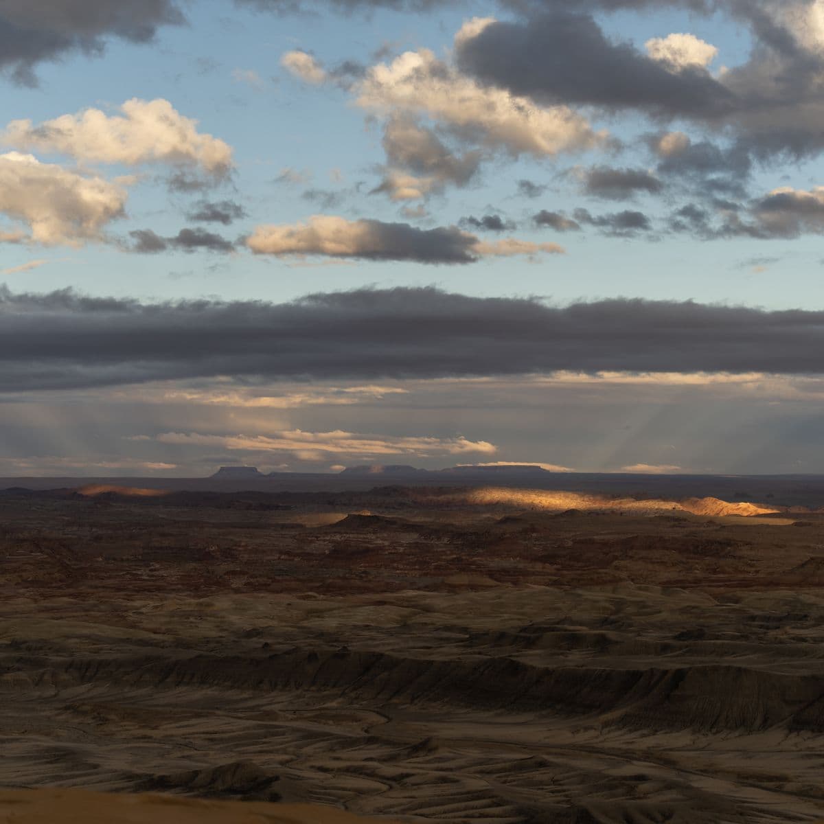 Clouds glowing above the Utah desert near Hanksville