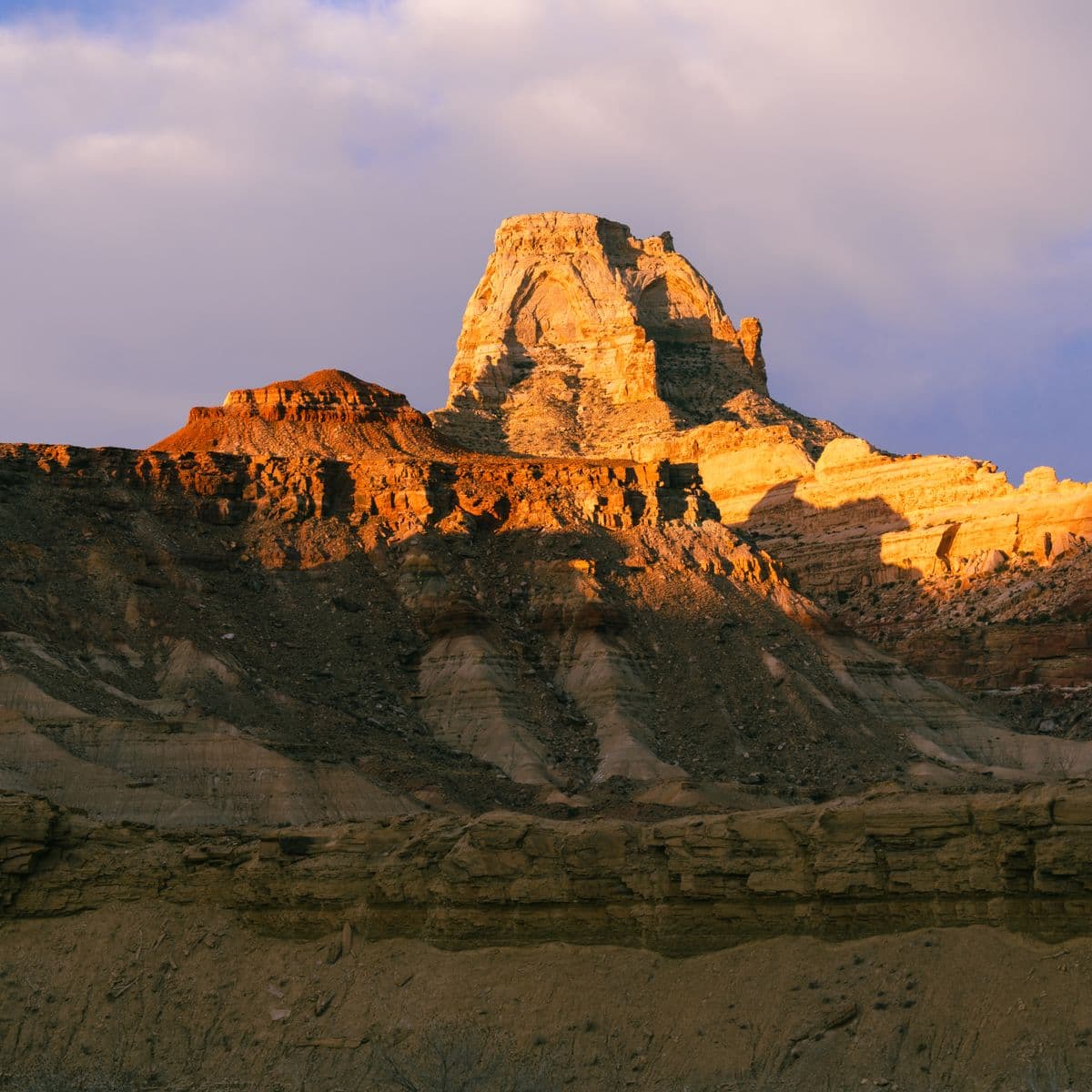Sunset light across sandstone cliffs in the San Rafael desert
